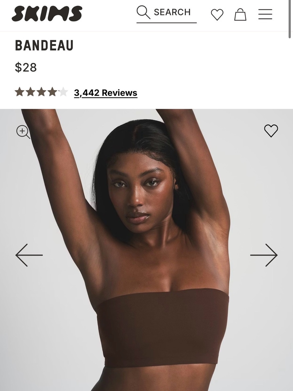 SKIMS Brown Strapless Tube Top with Logo Print